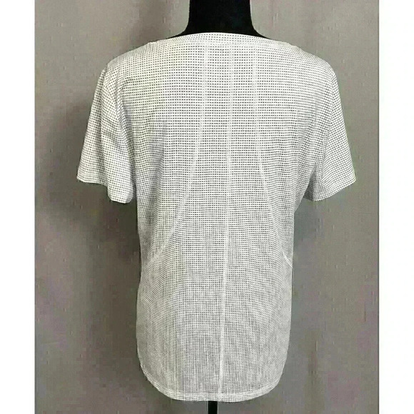Talbots Womens Activewear Lg White w/Black Polka Squares Short Sleeve T-Shirt - Picture 12 of 13